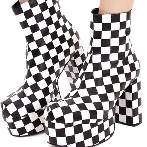 Current Mood Dolls Kill One Step Beyond Checkered Platform Boots
